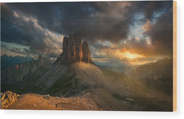 Dolomites Wood Print featuring the photograph Tre Cime... by Krzysztof Browko