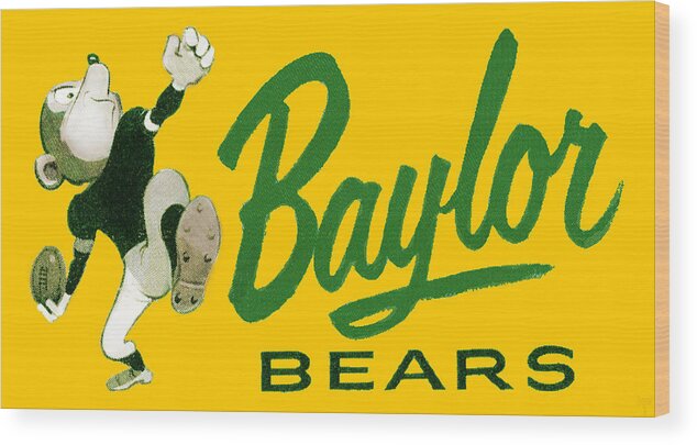 Baylor Wood Print featuring the mixed media 1955 Baylor Bears Football Art by Row One Brand