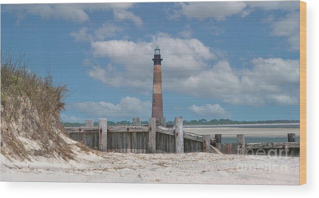 Morris Island Lighthouse Wood Print featuring the photograph Folly Beach - Morris Island Lighthouse - Charleston SC Lowcountry8247 by Dale Powell
