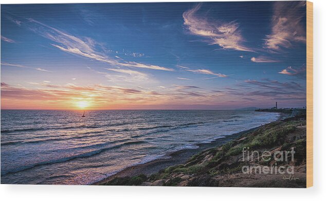 Beach Wood Print featuring the photograph A Glorious Sunset at North Ponto, Carlsbad State Beach by David Levin