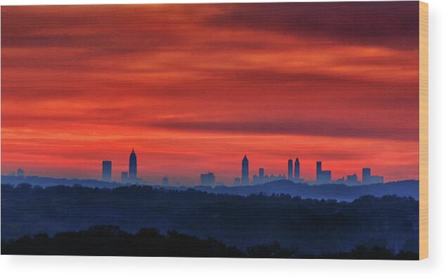 City Wood Print featuring the photograph Atlanta Sunrise by Karen Cox