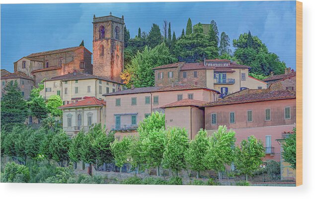 Montecatini Wood Print featuring the photograph Blue Hour in Montecatini Alto by Marcy Wielfaert