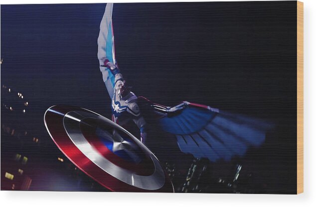 Captain America 2.3 Wood Print featuring the digital art Captain America 2.3 NOT FOR SALE by Aldane Wynter