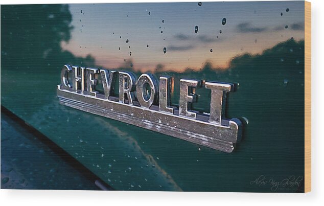 Chevy Wood Print featuring the photograph Chevy Sunset Reflection by Alexis King-Glandon
