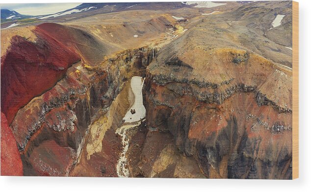 Canyon Wood Print featuring the photograph Colorful Dangerous Canyon on Kamchatka by Mikhail Kokhanchikov