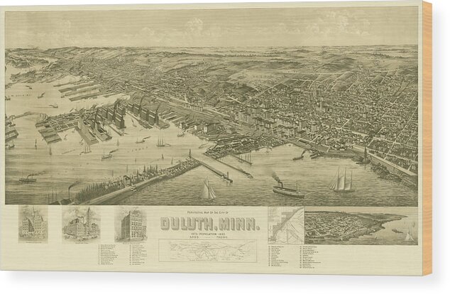 Duluth Wood Print featuring the drawing Duluth, Minnesota, 1893 by Henry Wellge