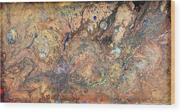 Fantasy Landscape Of Cosmic Event Wood Print featuring the painting Fantasy In Gold by David Euler