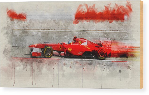 Formula 1 Wood Print featuring the digital art Ferrari F1 2011 by Geir Rosset