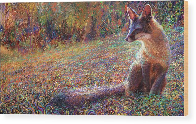 Iris Scott Wood Print featuring the painting Fox Tail Thicket by Iris Scott