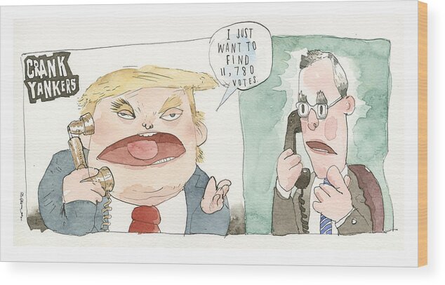 Hello Wood Print featuring the painting Hello, Georgia? by Barry Blitt