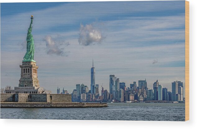 Nyc Wood Print featuring the photograph I Lift My Lamp... by Marcy Wielfaert
