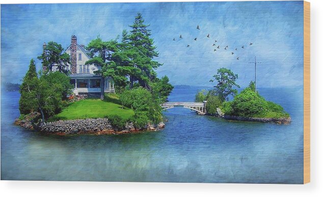 Bridge Wood Print featuring the photograph Island Home with Bridge - My Happy Place by Patti Deters