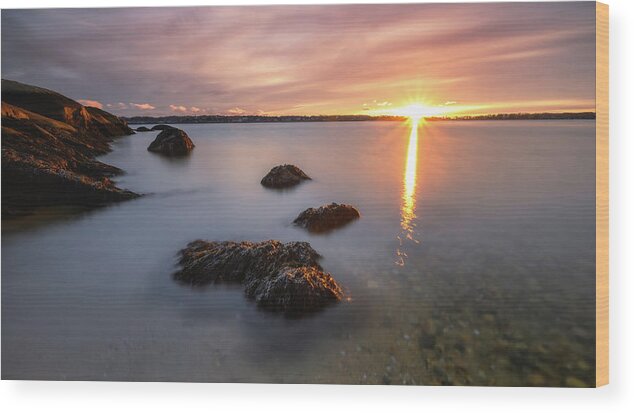 Sunrise Wood Print featuring the photograph Morning Sun, Stage Fort Park by Michael Hubley
