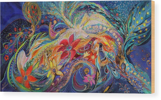 Modern Jewish Art Wood Print featuring the painting Praise him with the timbrel and dance II by Elena Kotliarker
