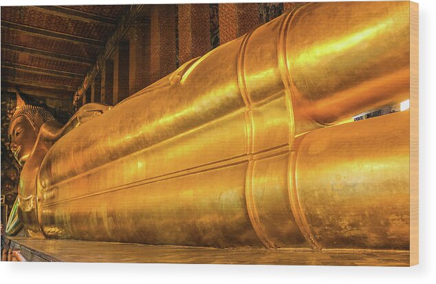 Reclining Wood Print featuring the photograph Reclining Buddha by Josu Ozkaritz