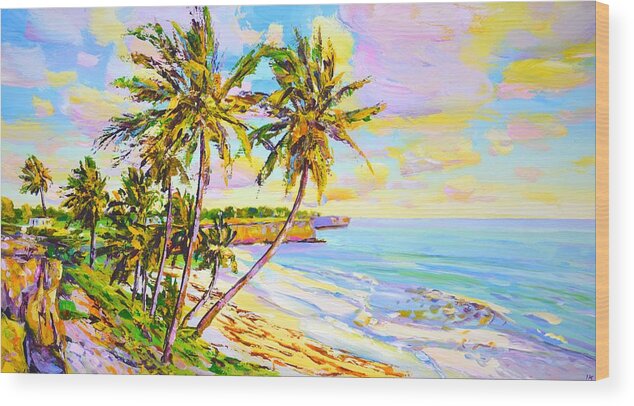 Ocean Wood Print featuring the painting Sunny Beach. Ocean. by Iryna Kastsova