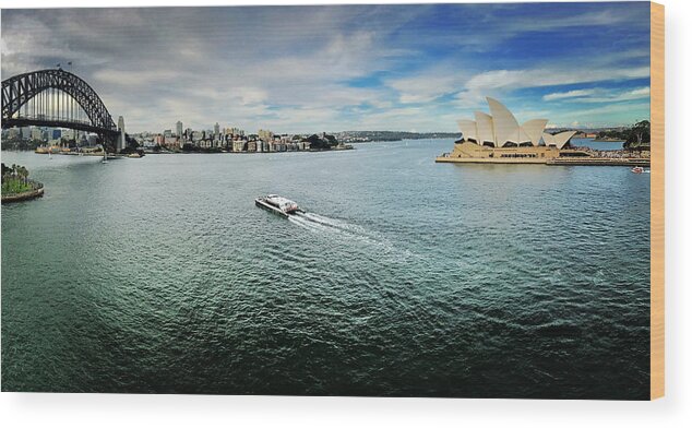 Sydney Wood Print featuring the photograph Sydney Harbour Panorama by Sarah Lilja
