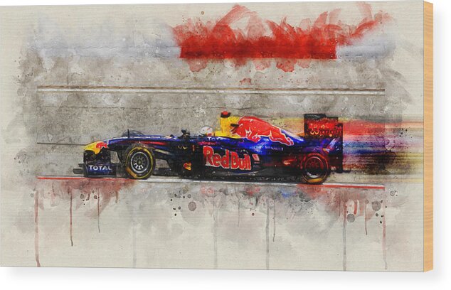 Formula 1 Wood Print featuring the digital art Vettel 2011 by Geir Rosset