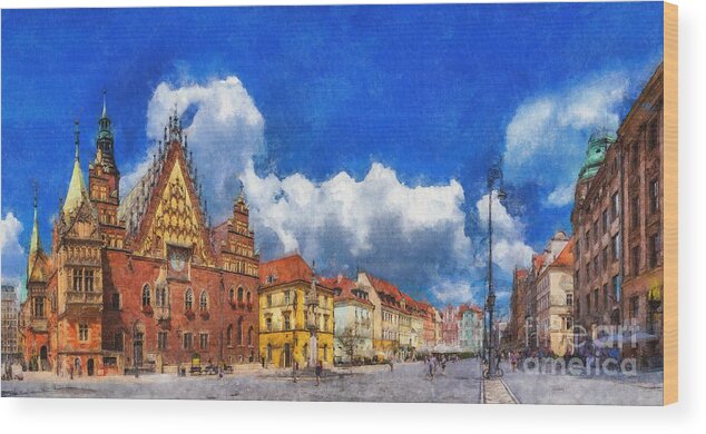 Wrocław Wood Print featuring the digital art Wroclaw, Poland by Jerzy Czyz