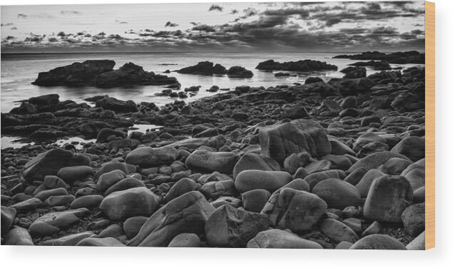 2:4 Ratio Wood Print featuring the photograph Boulders At Sunrise Marginal Way by Jeff Sinon