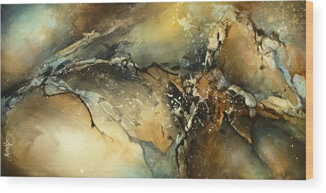 Abstract Wood Print featuring the painting ' Fractured ' by Michael Lang