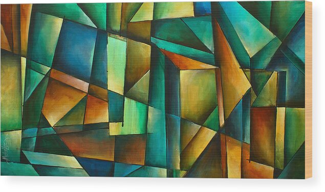 Geometric Wood Print featuring the painting ' No Way Out' by Michael Lang