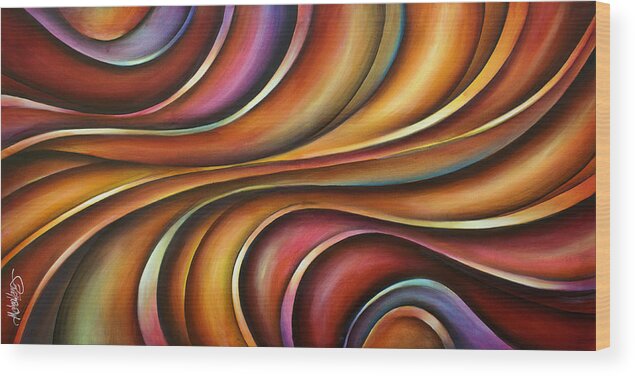 Color Ribbons Wood Print featuring the painting ' Palette Drift ' by Michael Lang