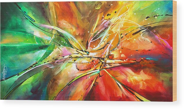 Abstract Wood Print featuring the painting ' POINT of NO RETURN' by Michael Lang
