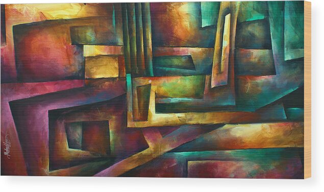 Abstract Wood Print featuring the painting ' Stairway to Oblivion' by Michael Lang