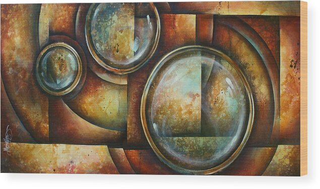 Abstract Wood Print featuring the painting 'look' #1 by Michael Lang
