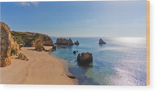 Algarve Wood Print featuring the photograph Dona Ana Beach In Lagos, Algarve #2 by Werner Dieterich