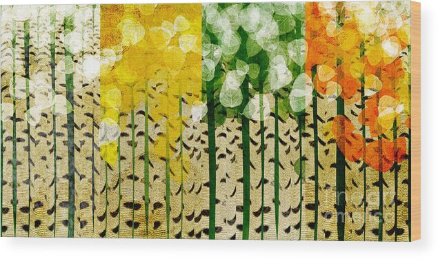 Abstract Wood Print featuring the digital art Aspen Colorado 4 Seasons Abstract by Andee Design