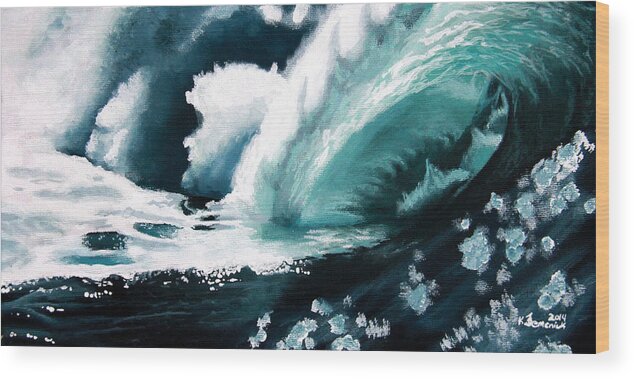 Wave Wood Print featuring the painting Barreling Storm by Kayleigh Semeniuk