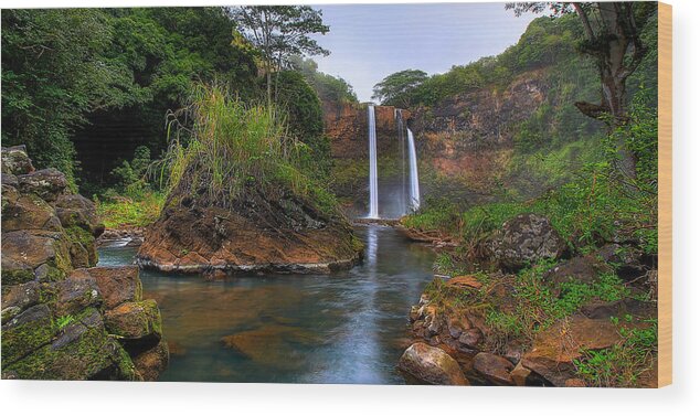 Wailua Falls Wood Print featuring the photograph Below Wailua Falls by Ryan Smith
