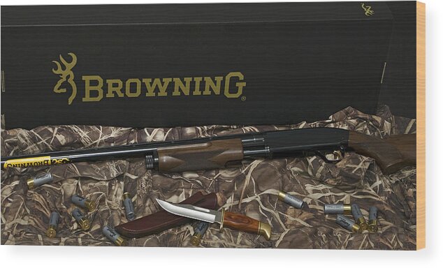 Browning Wood Print featuring the photograph Browning BPS shotgun by Rob Mclean 