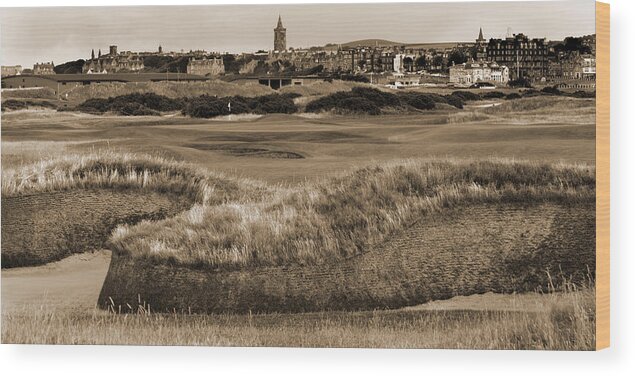 Golf Wood Print featuring the photograph Bunker at St. Andrews Old Course Scotland by Sally Ross