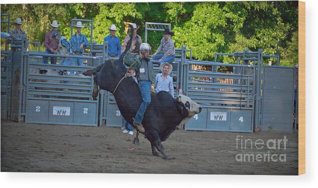 Competition Wood Print featuring the photograph Crazy Bull Rider by Gary Keesler