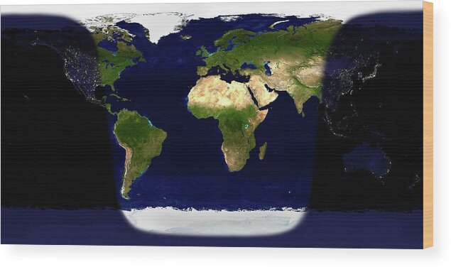 Earth Wood Print featuring the photograph Day And Night On Earth by Nasa/science Photo Library