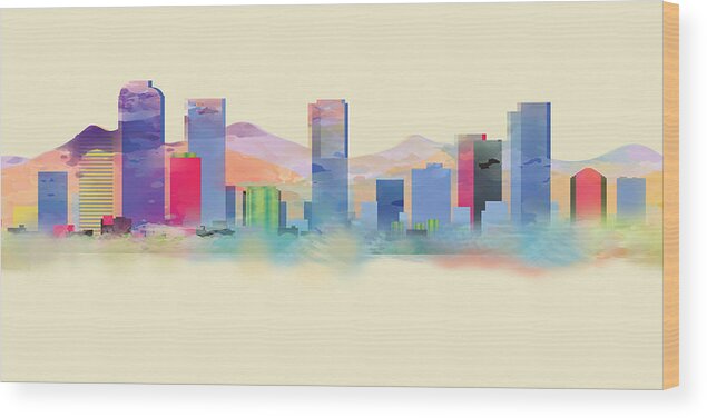 Denver Wood Print featuring the painting Denver Colorado Skyline I by Loretta Luglio