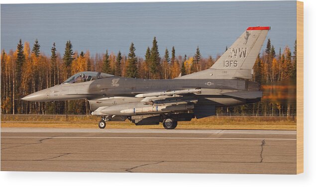 F-16 Wood Print featuring the photograph Departure Roll by Brad Brizek