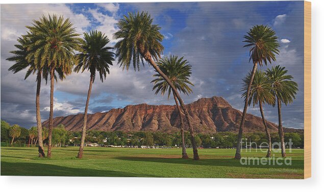 Diamond Head Wood Print featuring the photograph Diamond Head State Monument Before Sunset by Aloha Art