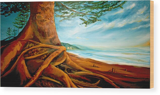 Landscape Wood Print featuring the painting Distant Shores Rejoice by Meaghan Troup