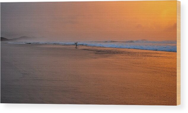 Shore Wood Print featuring the photograph Dawn Sea Man Harmony by Jeremy Hall