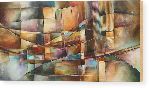 Abstract Painting Wood Print featuring the painting 'Endless Shift' by Michael Lang