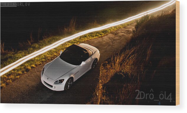 Car Cars Lotus Night Dark Band White Wood Print featuring the photograph Follow the band by Alexey Orlov