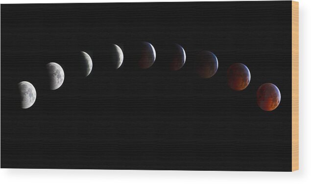 Moon Wood Print featuring the photograph Full Lunar Eclipse by Glenn Fillmore