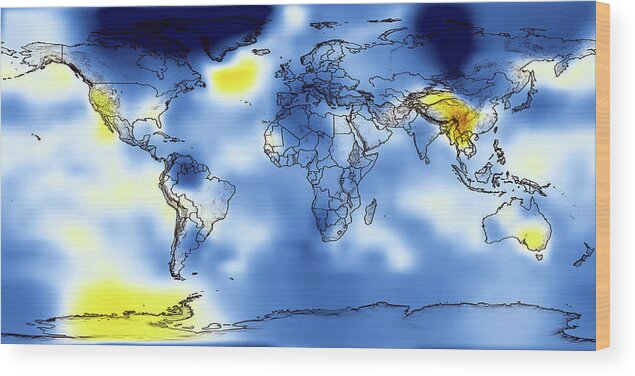 Earth Wood Print featuring the photograph Global Temperature Anomalies 1886-1890 by Nasa/science Photo Library