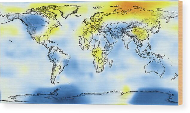 Earth Wood Print featuring the photograph Global Temperature Anomalies 1946-1950 by Nasa/science Photo Library