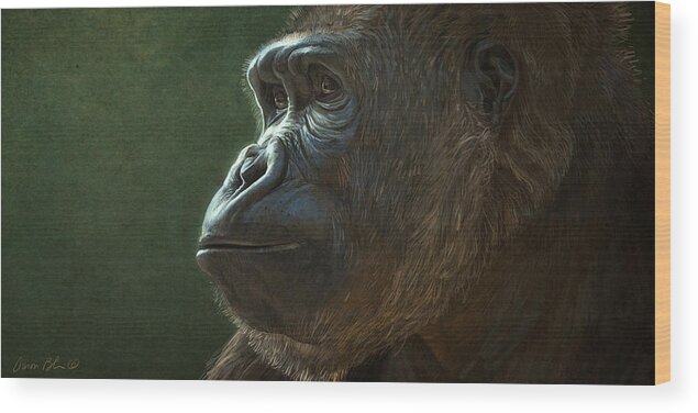 Gorilla Wood Print featuring the digital art Gorilla by Aaron Blaise