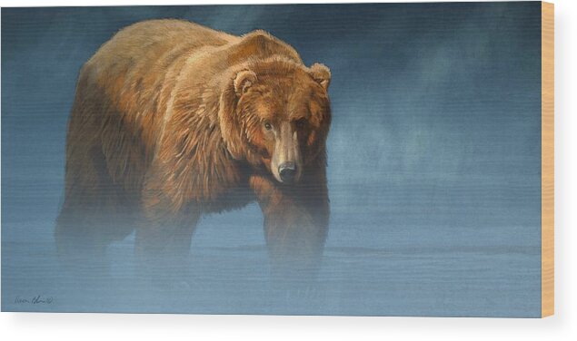 Grizzly Wood Print featuring the digital art Grizzly Encounter by Aaron Blaise